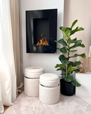 Пуф Beliani з місцем для зберігання, круглий оксамитовий, білий, комплект з 2 предметів, пуф Glamour Camdenton