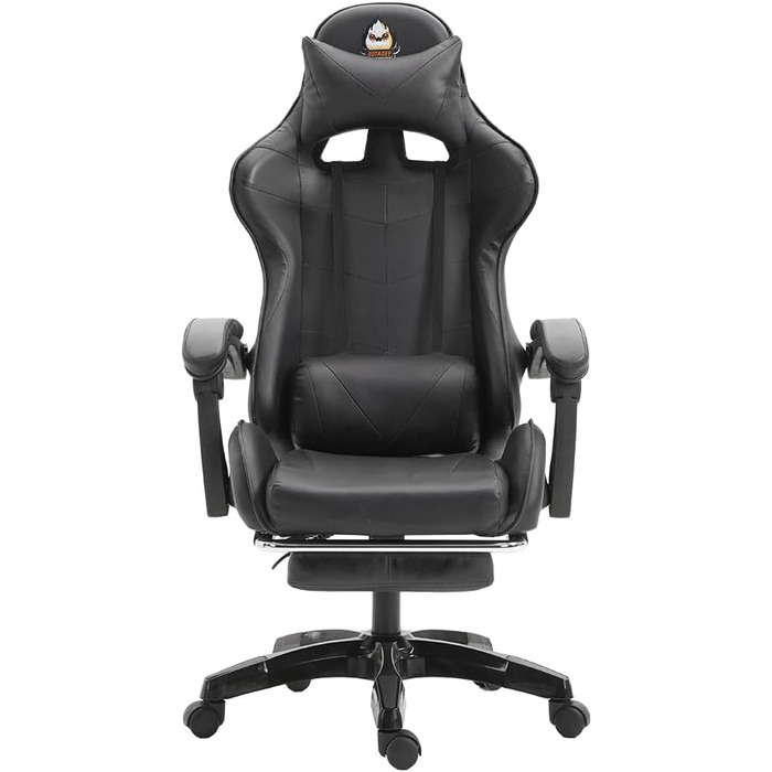 Ергономічне ігрове крісло, офісне крісло з регульованою висотою та функцією відкидання (чорне)