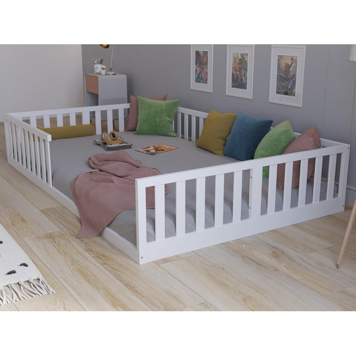 Дитяче ліжко Love For Sleep Floor Bed White 140x200 см, конструкція, зручна для дітей, дитяче ліжко Florence, дерев&39яне ліжко - ліжко Монтессорі 140x200 см з рейковою основою