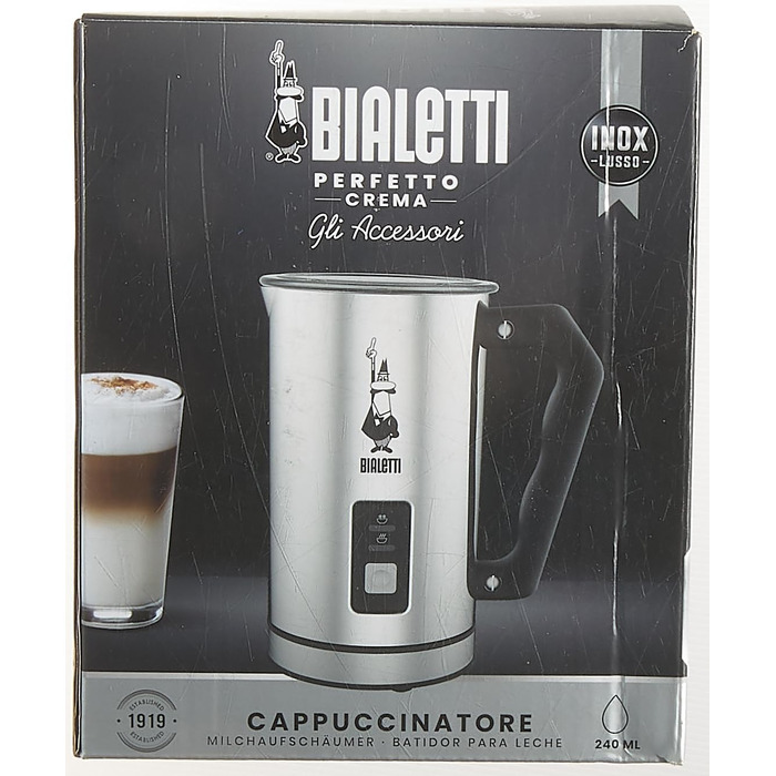 Ємність 240 мл, 500 Вт, 1 чашка Нержавіюча сталь, сріблясто-чорний один розмір срібло, 0004430 Montalatte Elettrico