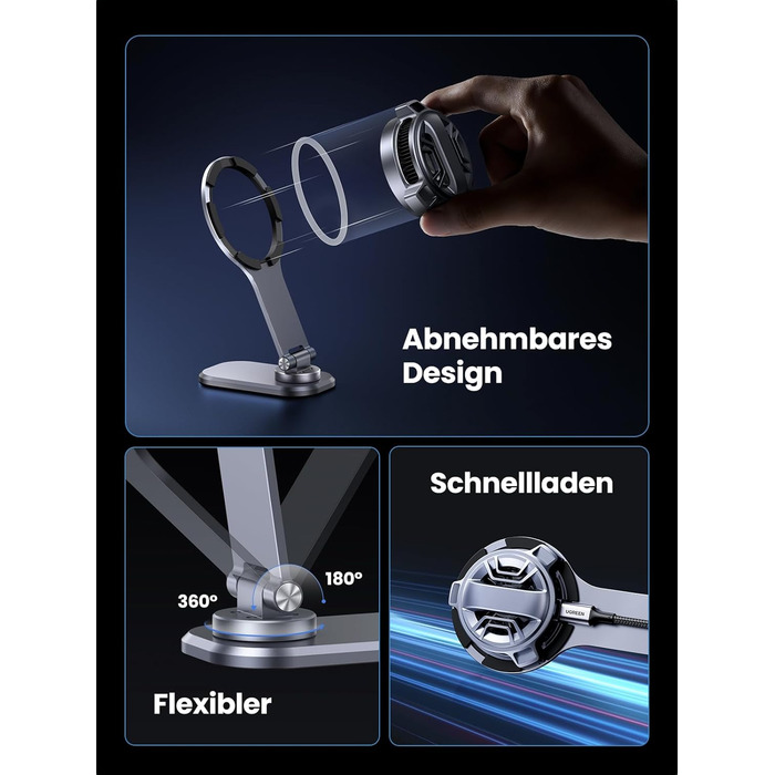 Автомобільний тримач мобільного телефону UGREEN з функцією зарядки для сенсорного екрану Tesla сумісний з автомобільним тримачем M