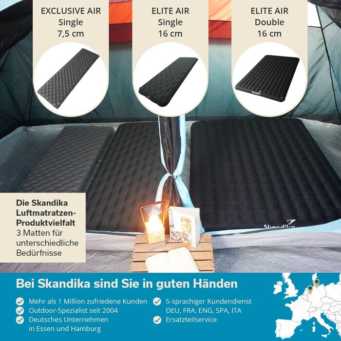 Килимок Skandika Elite/Exclusive Air для сну на одинарний/двоспальний ліжку Надувний матрац, невеликий розмір у пачці, високопродуктивний клапан, килимок для сну на вулиці, надлегкий, надзвичайно товстий, сумка для перенесення для кемпінгу та походів, ант