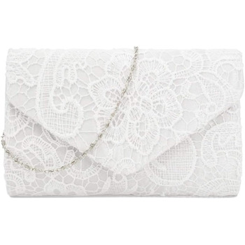 Клатч з мереживною накладкою, жіночий клатч, квітковий візерунок, мереживо, елегантна сумочка для вечірок та весіль 01 Білий