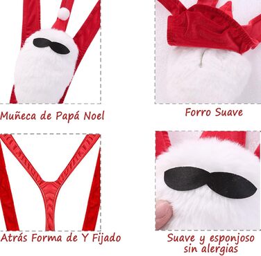 Чоловічий слінг-боді Santa, червоний оксамит, глибокий V-виріз