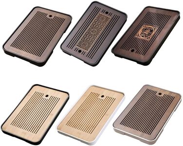 Чайний набір Кунг-Фу з підносом, 36 x 24 см, з ПВХ гладкі краї, швидкий дренаж, розбірна конструкція для легкого очищення