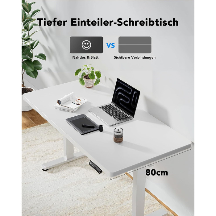 Стіл з регульованою висотою 160x80 см, товщина 25 мм, повна стільниця з безщітковим двигуном, ергономічний стіл для сидіння та стояння, легкий монтажний електричний стіл для домашнього офісу, білий 160*80 см