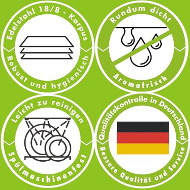 Контейнер для зберігання продуктів Always з нержавіючої сталі Герметичний та 100 герметичний, придатний для миття в посудомийній машині, духовці та морозильній камері Великий контейнер для приготування їжі, розстойки тіста, маринування (6 літрів)