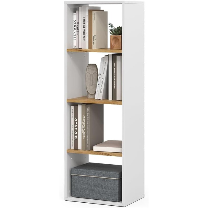 Книжкова шафа Vicco Tomy, білий/золотий дуб, 40 x 120 см, 4 відділення, білий/золотий дуб, 40 x 120 см