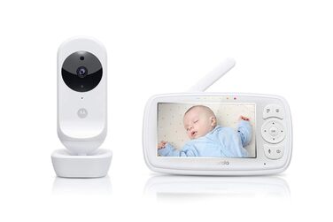 Дюймовий відеоняня-дисплей - Motorola Nursery App - нічне бачення, колискові, мікрофон, моніторинг кімнатної температури - білий,