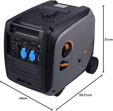 Генератор струму revolt Бензиновий інверторний генератор, 4000 Вт, 2 x 230 В, 1 x 12 В, 2 x USB, 12 л (Інверторний генератор струму, бензин, живлення)