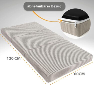 Розкладний матрац, розкладний матрац для дорожнього ліжечка, дитячий матрац 60x120 см - Розкладний матрац для дітей, гостьовий матрац, розкладний дитячий матрац, матрац на підлогу, матрац для сну та дорожній матрац 60 x 120 см, матрац Africa