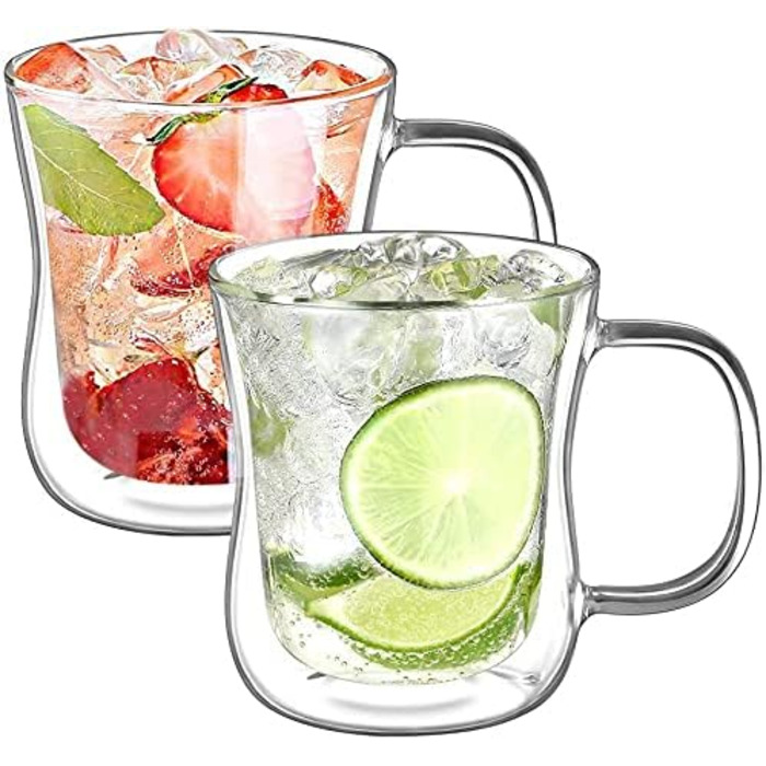 Набір склянок для латте макіато з подвійними стінками Скляні чашки з боросилікатного скла Скляний набір 2 скляних скляних склянок