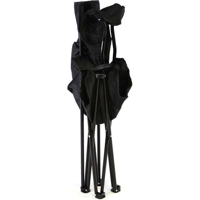 Комплект з 2 предметів Nexos рибальське крісло, розкладне крісло, кемпінгове крісло з підлокітниками та підсклянником, практичне, міцне, легке, чорне