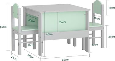 Дитячий стіл зі стільцями SoBuy KMB88-HG, комплект дитячих сидінь для приміщень, комплект дитячого столу та стільців, художній стіл для дітей, група сидінь, світло-сірий