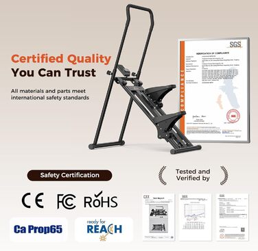 Складаний степер Sportneer для домашнього використання з кермом та регульованим опором, тренування Stairmaster для ніг та корпусу, домашній степер до 200 кг, чорний