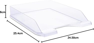 Стандартний прозорий лоток для листів DONAU, 6 предметів, кошик для листів A4, сучасний та штабелюваний, прозорий-кришталево чистий, настільний лоток, полістирол, 7470001PL-37