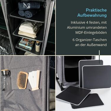 Кухня для кемпінгу Skandika Ruoka Висока шафа/кухонна шафа з мийкою та захистом від вітру та бризок, відділення для зберігання з полицями, сумка для перенесення, вулична кухня, кемпінгова шафа Вулична кемпінгова кухня, дорожня кухня 59 x 48 x 140 см