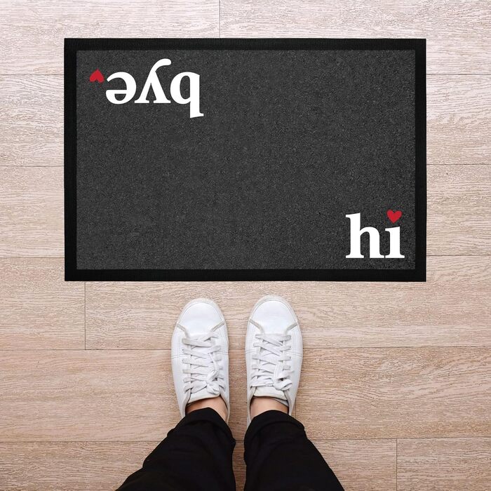 Килимок для дверей MoonWorks Hi Bye Welcome із кумедним написом, нековзний та миється, чорний, 60x40 см Welcome Hi Bye Black