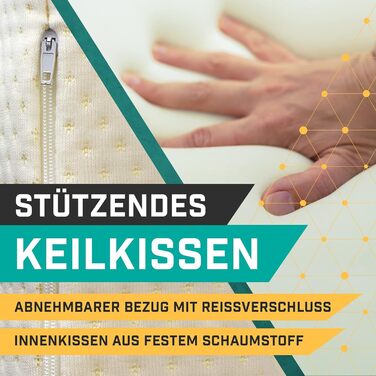 Клиноподібна подушка для ліжка та дивана Ідеально підходить як подушка для читання, для спинки ліжка або для підняття ніг Піна стабільної форми Чохол, який можна прати