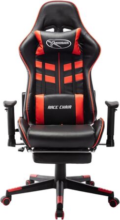 Ігрове крісло з підставкою для ніг, офісне крісло, ігрове крісло, письмове крісло, обертове крісло, чорно-червона штучна шкіра