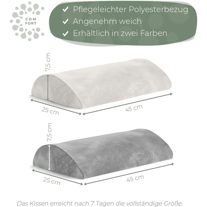 Ергономічна подушка для поперекової опори WELL B4 для ліжка та дивана - Поперекова опорна подушка для підтримки спини лежачи - Подушка для лордозу поперекового відділу хребта - Подушка для підтримки спини, Поперекова опорна подушка - СІРА