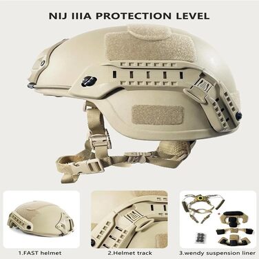 Тактичний шолом TS TAC-SKY Fast Mich 2000 PE Military NIJ IIIA High Cut, балістичний, з бронепробивною підкладкою, FAST-RG XL