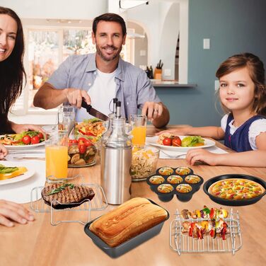 Аксесуари для фритюрниці Weigudoc із 9 предметів, набір аксесуарів для фритюрниці з подвійним кошиком для двозонної фритюрниці Ninja Foodi Instant Vortex 7.6 л-9.6 л