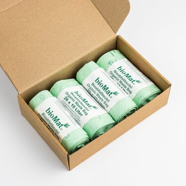 Компостовані пакети для біовідходів bioMat об&39ємом 10 л з ручкою для перенесення, 104 пакети, преміальна якість, сертифіковані DIN, кліматично нейтральні, зроблені в Німеччині