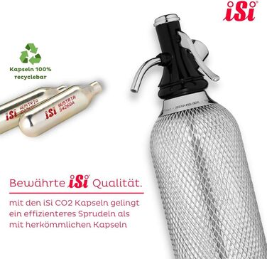 Л, виробник газованої води для газованої води, виробник газованої води з PEN-пляшкою з сітки з нержавіючої сталі, вуглекислий газ для води, виробник газованої води, аксесуари для бару у вінтажному стилі 106001 нержавіючої сталі iSi Sodamaker Classic, 1060