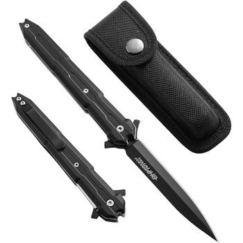Складаний ніж одноручний ніж, кишеньковий ніж з нейлоновими піхвами і кишеньковою кліпсою, EDC ніж з ручкою з нержавіючої сталі, д