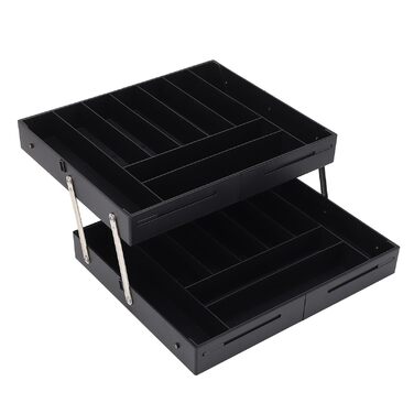 Багаторівневий розширюваний органайзер для столу, шухляда, яку легко чистити, складний лоток для зберігання, міцний матеріал для акуратного зберігання різних предметів (чорний)