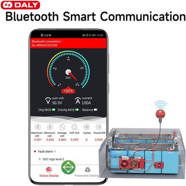 Паралельний модуль DALY BMS 1 A з вентилятором Smart BMS LiFePo4 8S 24 В 250 А та портом CAN, Smart BMS Bluetooth ключ для літієвих акумуляторів 3,2 В, інвертор, ДБЖ та домашня система зберігання (Li-ion 14S 48V CAN BT, 300A вентиляторпаралельний Module1A