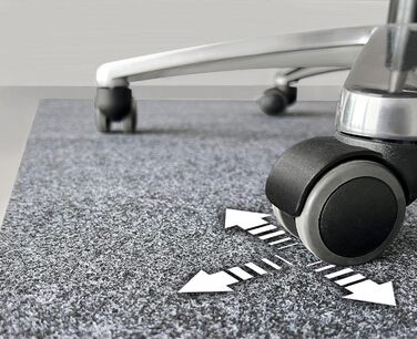 Килимок для підлоги OfficeMarshal 100x120 см, сріблястий, для твердих підлог - захищає плитку, паркет і ламінат від офісних стільців, фітнес-обладнання та падаючих предметів (Viking)