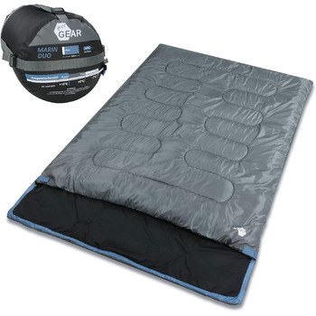 Ваш спальний мішок GEAR 2 Man Marin -7C Ковдра Спальний мішок 220x150 см Двоспальний мішок 3-4 сезони Синій сірий