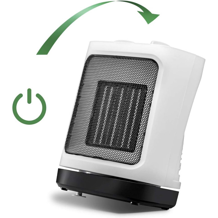 Керамічний вентилятор-обігрівач TROTEC TFC 17 E Теплова потужність 1200 Вт / 2000 Вт Електричний обігрівач з термостатом, розмір приміщення від 24 м до 60 м, функція коливання 60 1200 Вт / 2000 Вт - функція коливання