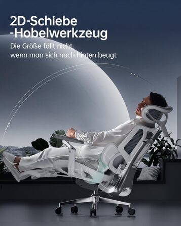 Ультраергономічне офісне крісло Hbada E3, велике та високе офісне крісло з 3-зонною динамічною поперековою підтримкою, механічними підлокітниками на 360, регульованим підголівником у 4 напрямках, сіре
