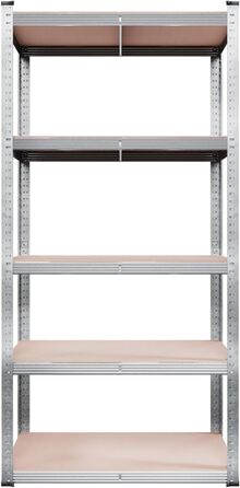 Надміцний стелаж, стелаж для зберігання, 40 x 90 x 180 см, стелаж зі сталевою рамою, вантажопідйомність до 875 кг кожен, 5 регульованих полиць, сріблястий СТАНДАРТ 90x180 см
