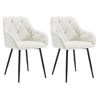Обідні стільці WOLTU, комплект з 2 шт. , для їдальні та вітальні, ергономічні кухонні стільці, оббиті підлокітниками, металеві ніжки, оксамитове сидіння, кремово-білий колір, комплект з 2 шт.