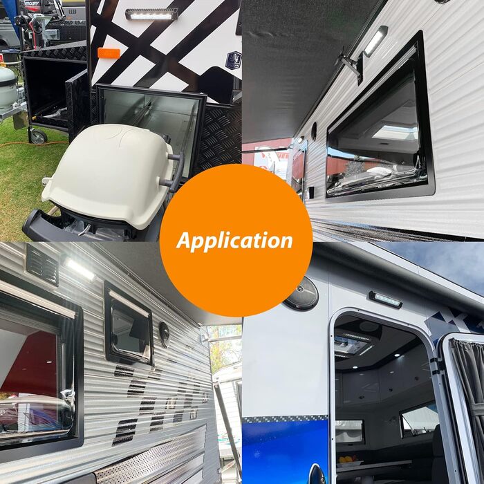 Зовнішнє освітлення Dream Lighting для автофургонів, тент, водонепроникний, IP65, світлодіодний ліхтар для тенту каравану, 12 В, чорний, литий алюміній, 20 см, 12 Вт, 6000 K, холодний білий