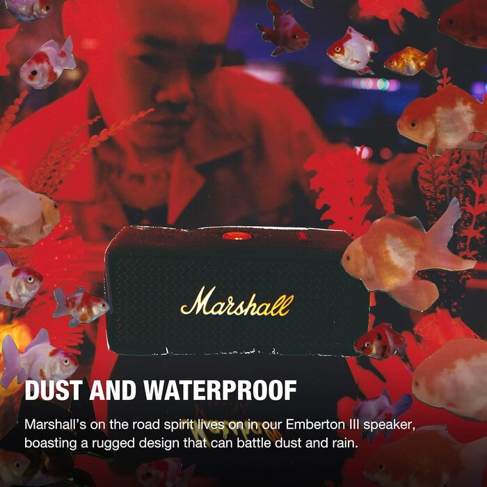 Портативна Bluetooth-колонка Marshall Emberton III, бездротова, пило- та водонепроникна, IP67, понад 32 години роботи в режимі від