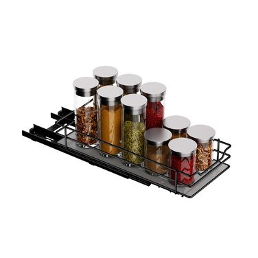 Розсувна підставка для спецій - Організатор для кухні, одношарова/11,2 см Ш x 26,4 см Г x 5,6 см В