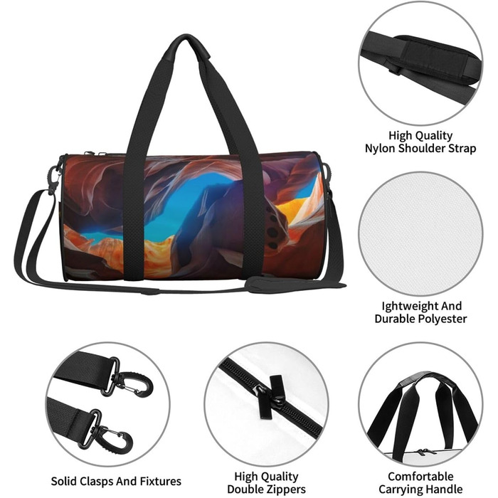 Спортивна сумка для подорожей Антилопа Каньйон, чорна, універсальний розмір