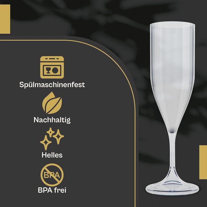Келихи для шампанського пластикові дешеві пластикові одноразові, набір з 12 шт. ультрастійкий Tritan, твердий пластик, келих для ш