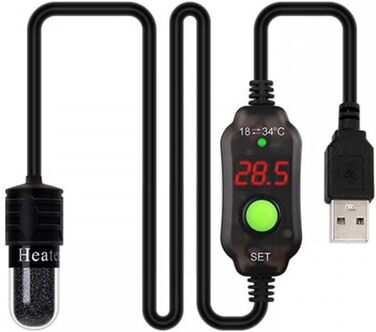 Міні-обігрівач для акваріума DONGKER, 10 Вт 5 В 2 А USB-обігрівач для акваріума, обігрівач для акваріума зі світлодіодним дисплеєм, занурювальний термостат з кварцового скла для акваріума об&39ємом 3 л