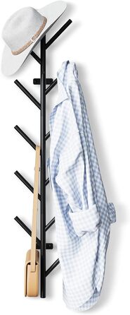 Настінна вішалка LOFTPLUS Black - 100см металева вішалка з 11 гачками, вішалка для курток, пальто, шапок, шарфів і сумок 100см чор
