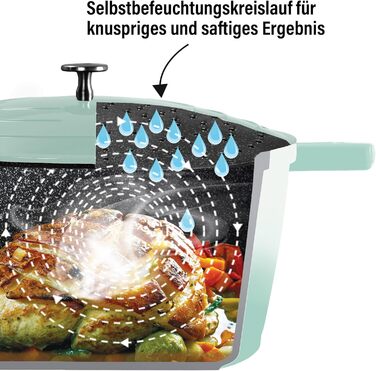 Каструля для запікання з кришкою індукційна 32 см, 6,6 л, лита алюмінієва каструля з покриттям з частинок справжнього каменю, каст