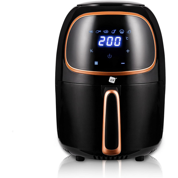 Фритюрниця, проста у використанні, 6 програм, антипригарне покриття, 1000 Вт, регульована температура до 200C, 2L -