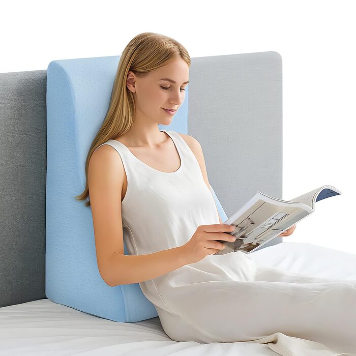 Подушка для читання для спини ліжка та дивана ергономічна клиноподібна подушка як опора для спини для читання, перегляду телевізора та відпочинку (синя)