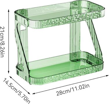 Рівнева полиця для косметики Moslalo, 2-рівневий органайзер для стільниці, косметика для догляду за шкірою, двошаровий прозорий органайзер для ванної кімнати, органайзер для макіяжу без свердління волосся, зелений, 2-