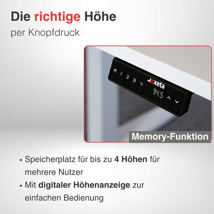 Електричний каркас столу з регулюванням висоти ergoEASY 100-160 см чорного кольору Каркас столу з регулюванням висоти, двигуном та функцією пам&39яті, білий